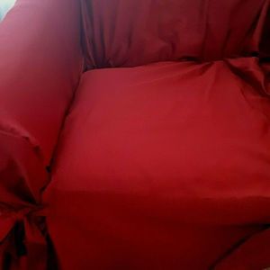 Burgundy easy chair slipcover used once ribbed